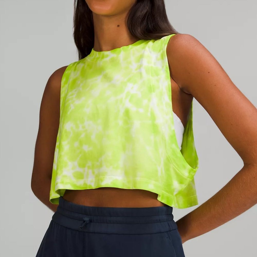 Lululemon All Yours Crop Tank Marmoledo Tie Dye Eccentric Lime Sz 12 NWT